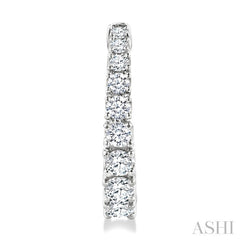 1 Ctw Graduated Round Cut Diamond Fashion Hoop Earrings in 14K White Gold