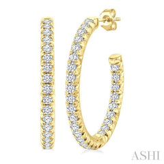 1 1/2 Ctw French Pave Set Round Cut Diamond Fashion Half Hoop Earring in 14K Yellow Gold