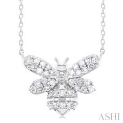 1/4 Ctw Petite Bumble Bee Round Cut Diamond Fashion Pendant With Chain in 10K White Gold