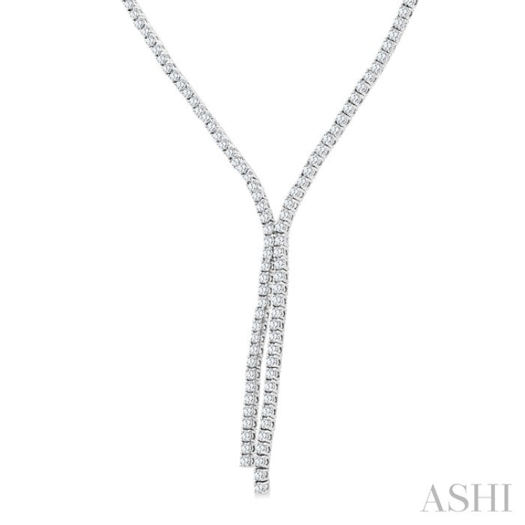 8 7/8 Ctw Y-Shape Round Cut Diamond Tennis Necklace in 14K White Gold