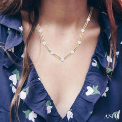 1 1/3 Ctw Lovebright Round Cut Diamond Paperclip Necklace in 14K Yellow and White Gold