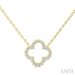 1/8 Ctw Petite Clover Round Cut Diamond Fashion Pendant With Chain in 10K Yellow Gold
