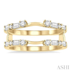 5/8 Ctw Baguette and Round Cut Diamond Insert Ring in 14K Yellow Gold