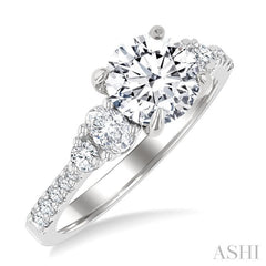1/2 Ctw Oval and Round Cut Diamond Semi-Mount Engagement Ring in 14K White Gold