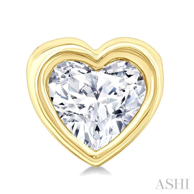 1/5 Ctw Petite Bezel Set Heart Shape Diamond Fashion Stud Earrings in 10K Yellow Gold