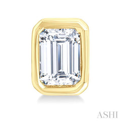 1/5 Ctw Petite Bezel Set Emerald Cut Diamond Fashion Stud Earring in 10K Yellow Gold