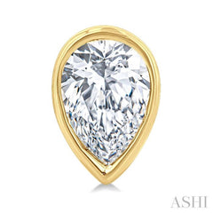 1/5 Ctw Petite Bezel Set Pear Cut Diamond Fashion Stud Earring in 10K Yellow Gold