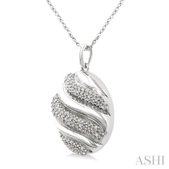 1/10 Ctw Bold Twisted Rib Round Cut Diamond Bold Fashion Pendant With Chain in Sterling Silver
