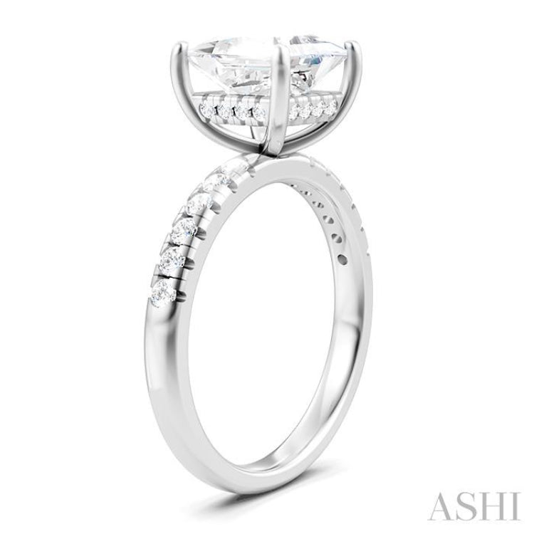 1/3 Ctw Princess Shape Round Cut Diamond Semi-Mount Engagement Ring in 14K White Gold