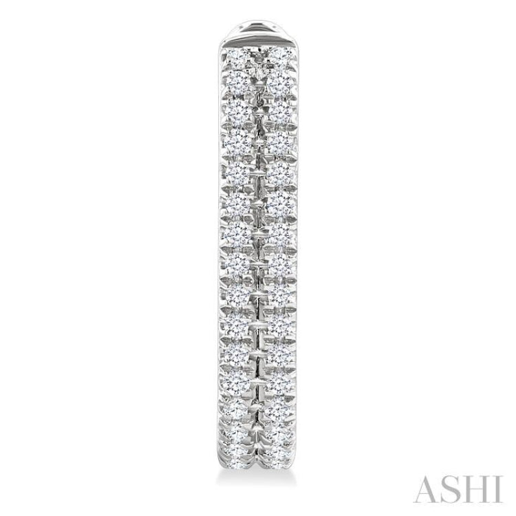 1/5 Ctw Twin Row Round Cut Diamond Fashion Hoop Earring in 10K White Gold