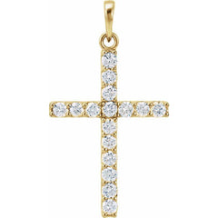 14K Yellow 1/8 CTW Lab-Grown Diamond Cross Pendant