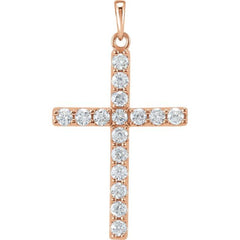14K Rose 1 CTW Lab-Grown Diamond Cross Pendant