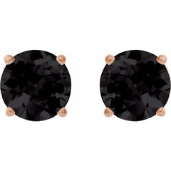 14K Rose Gold 6 mm Natural Black Onyx Earrings