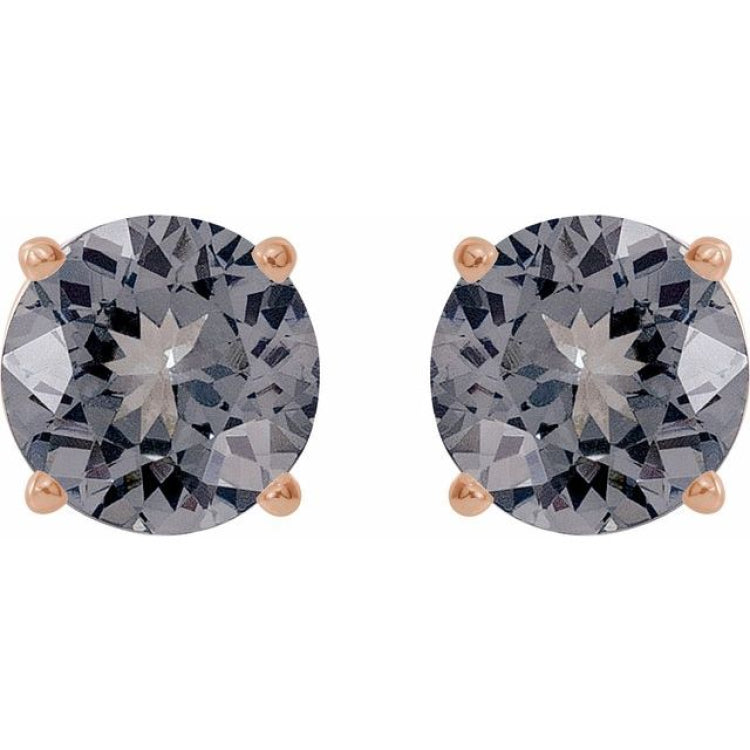 14K Rose Gold 6 mm Natural Gray Spinel Earrings