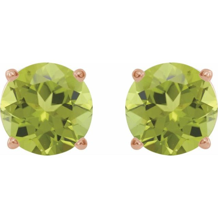 14K Rose Gold 6 mm Natural Peridot Earrings