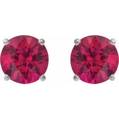 14K White Gold 6 mm Lab-Grown Ruby Earrings