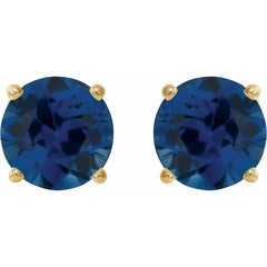 14K Yellow Gold 6 mm Lab-Grown Blue Sapphire Earrings