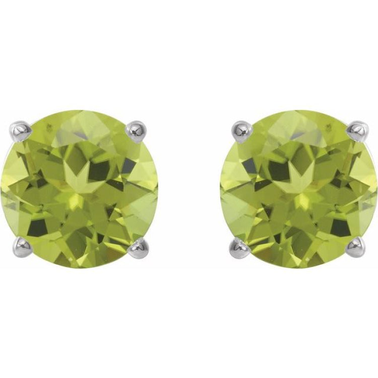 Platinum 6 mm Natural Peridot Earrings
