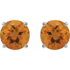 Sterling Silver 6 mm Natural Citrine Earrings