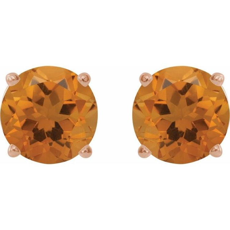 14K Rose Gold 7 mm Natural Citrine Earrings