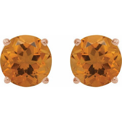 14K Rose Gold 7 mm Natural Citrine Earrings