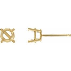14K Yellow Gold 7 mm Natural Pink Morganite Earrings