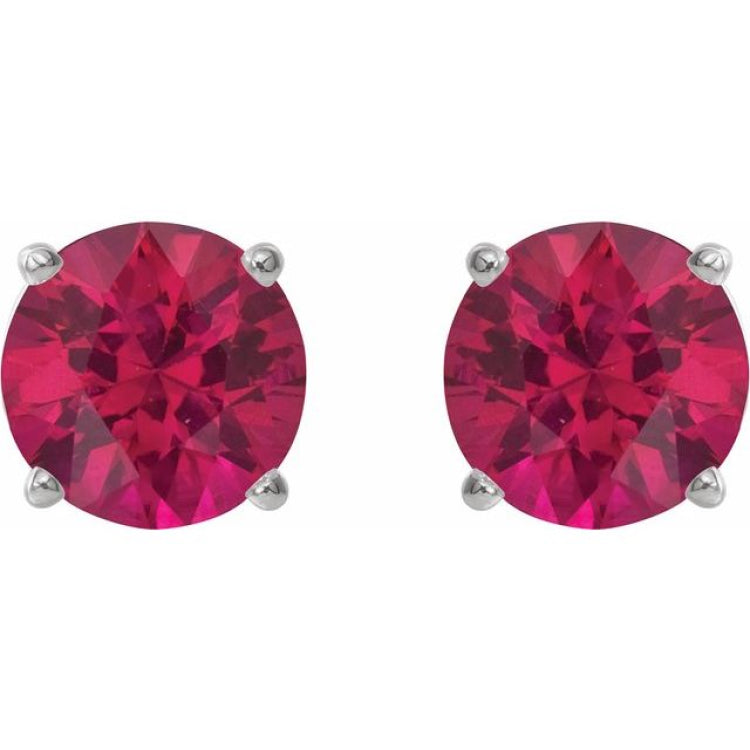 Sterling Silver 6 mm Lab-Grown Ruby Earrings