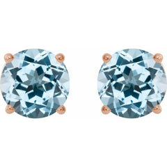 14K Rose Gold 7 mm Natural Sky Blue Topaz Earrings