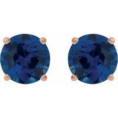 14K Rose Gold 8 mm Lab-Grown Blue Sapphire Earrings