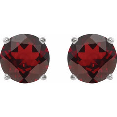 14K White Gold 6 mm Natural Mozambique Garnet Earrings