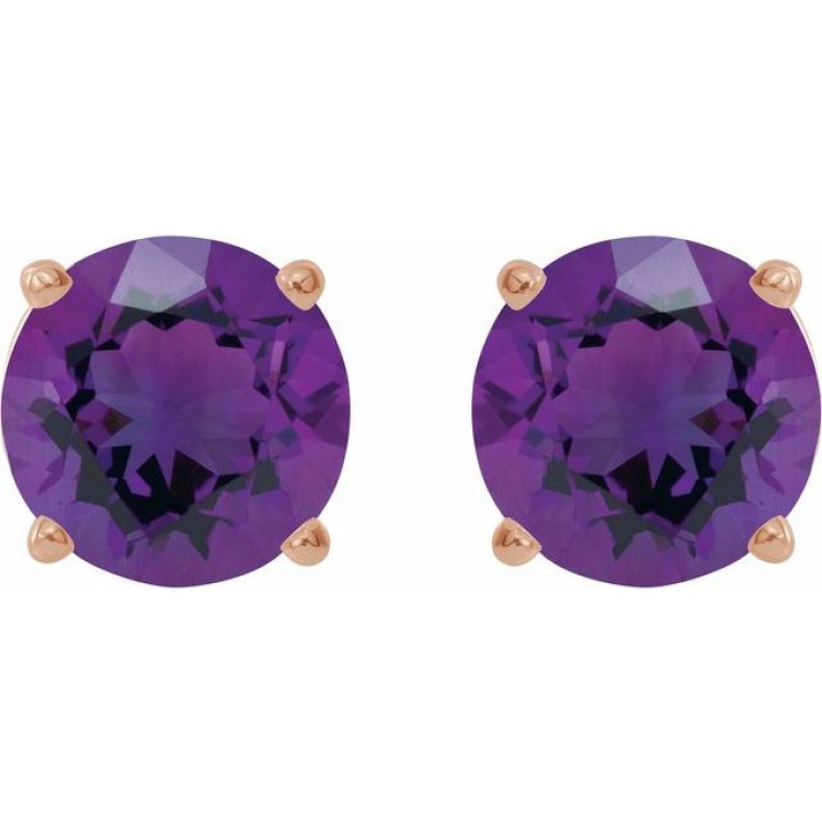 14K Rose Gold 7 mm Natural Amethyst Earrings