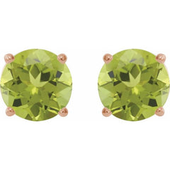 14K Rose Gold 7 mm Natural Peridot Earrings