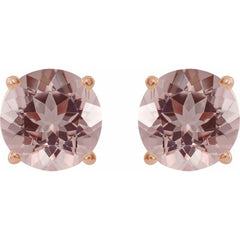 14K Rose Gold 7 mm Natural Pink Morganite Earrings