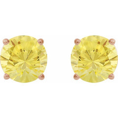 14K Rose Gold 7 mm Lab-Grown Yellow Sapphire Earrings