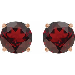 14K Rose Gold 8 mm Natural Mozambique Garnet Earrings
