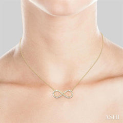 1/10 Ctw Round Cut Diamond Infinity Petite Pendant With Chain in 10K Yellow Gold