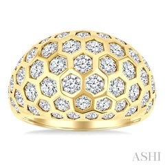 3 1/3 Ctw Hexagon Round Cut Diamond Fashion Ring in 14K Yellow Gold