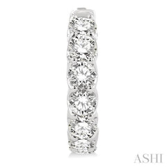 5 Ctw Inside-Out Embellished Round Cut Diamond Hoop Earrings in 14K White Gold
