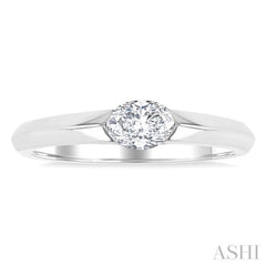 1/3 Ctw East-West Set Oval Cut Diamond Solitaire Fashion Ring in 14K White Gold