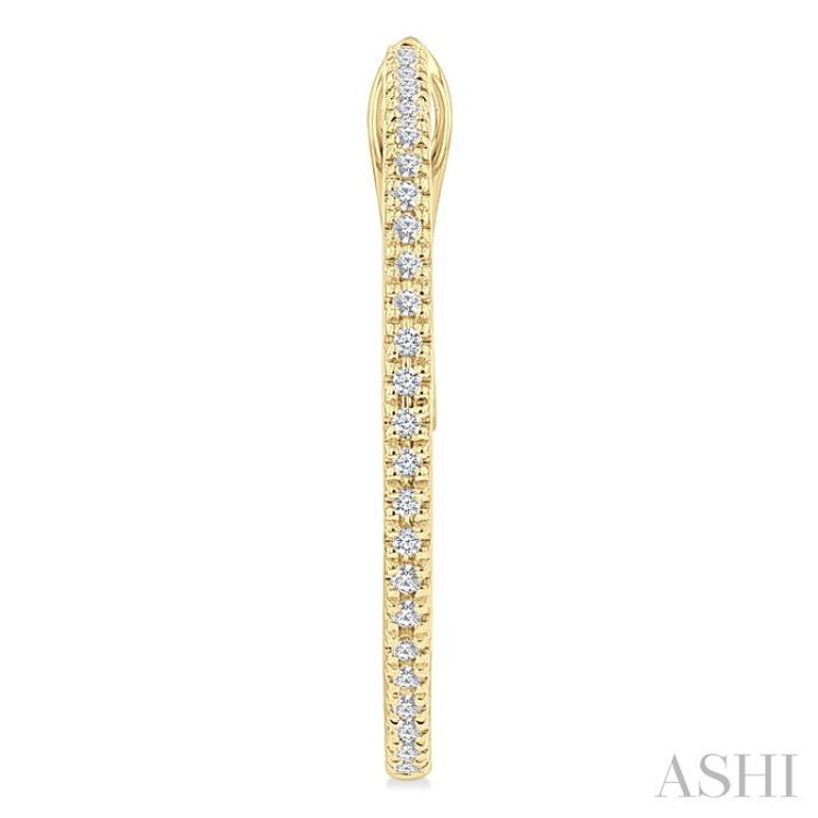 1/4 Ctw Inside & Outside Round Cut Diamond Hoop Earring in 14K Yellow Gold