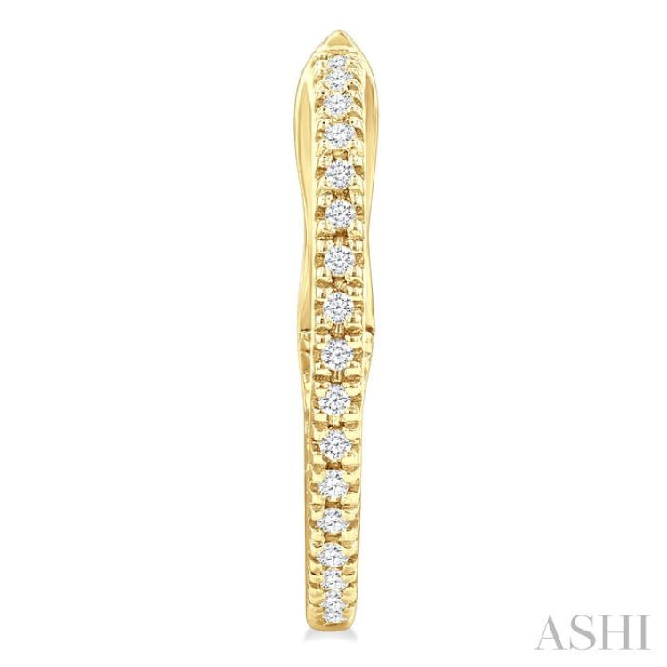 1/6 Ctw Inside & Outside Round Cut Diamond Hoop Earring in 14K Yellow Gold