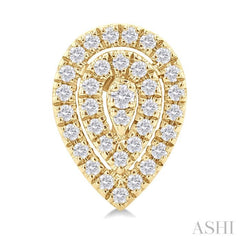 1/5 Ctw Double Halo Pear Shape Petite Round Cut Diamond Fashion Stud Earring in 10K Yellow Gold