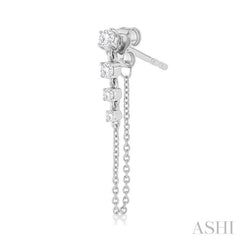 1/3 Ctw Journey Round Cut Diamond Fashion Long Chain Earring in 14K White Gold