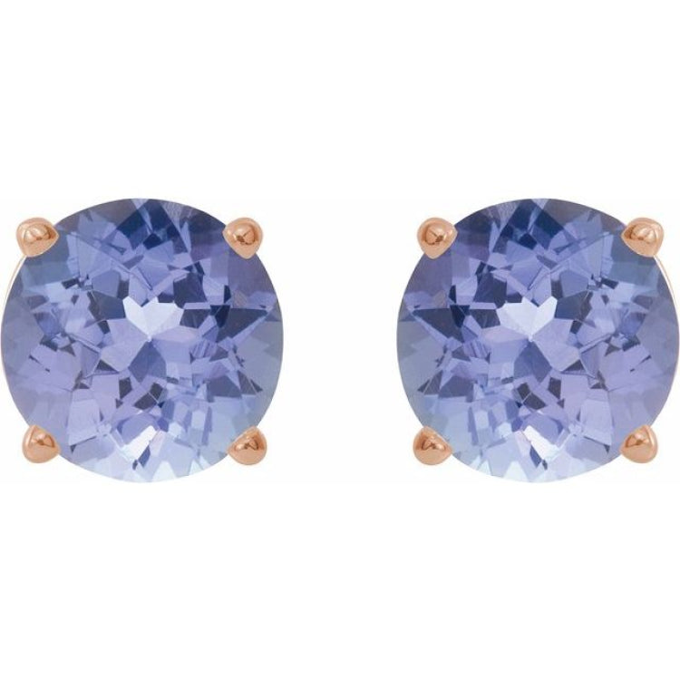14K Rose Gold 7 mm Natural Tanzanite Earrings