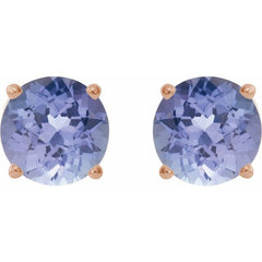 14K Rose Gold 7 mm Natural Tanzanite Earrings