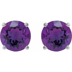 Sterling Silver 7 mm Natural Amethyst Earrings