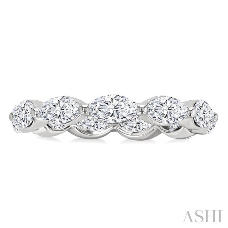 2 Ctw East-West Set Marquise Cut Diamond Eternity Wedding Band in 14K White Gold