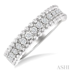 1/10 Ctw Round Cut Diamond Bold Bead Design Fashion Band in Sterling Silver