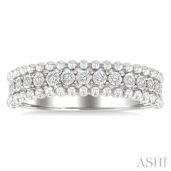 1/10 Ctw Round Cut Diamond Bold Bead Design Fashion Band in Sterling Silver