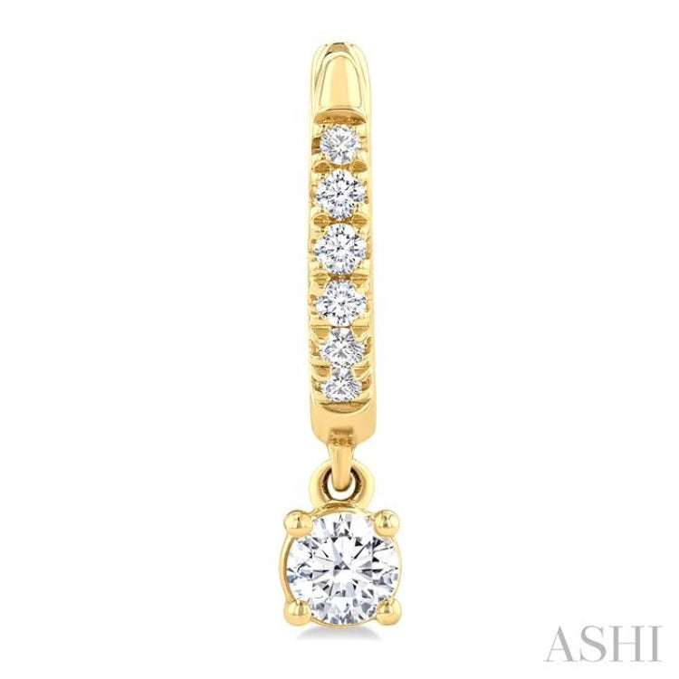 3/8 Ctw Round Shape Round Cut Diamond Fashion Huggie Petite Earrings in 14K Yellow Gold